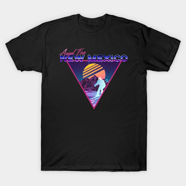 Retro Vaporwave Ski Mountain | Angel Fire New Mexico | Shirts, Stickers, and More! T-Shirt by KlehmInTime